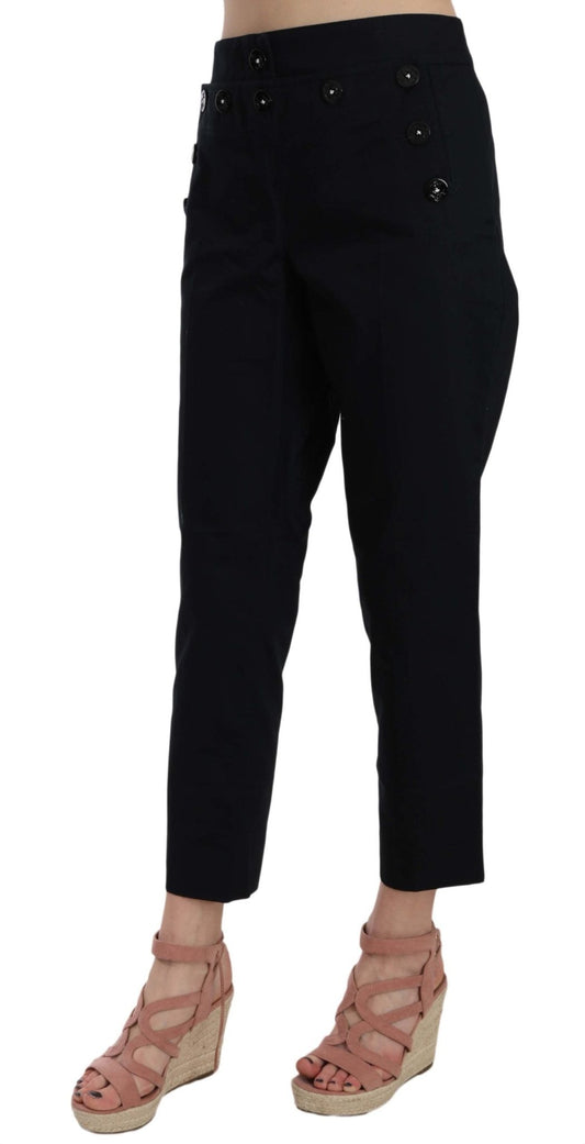 Dolce & Gabbana Chic Black Cotton Trousers - Sandy Store ByNet