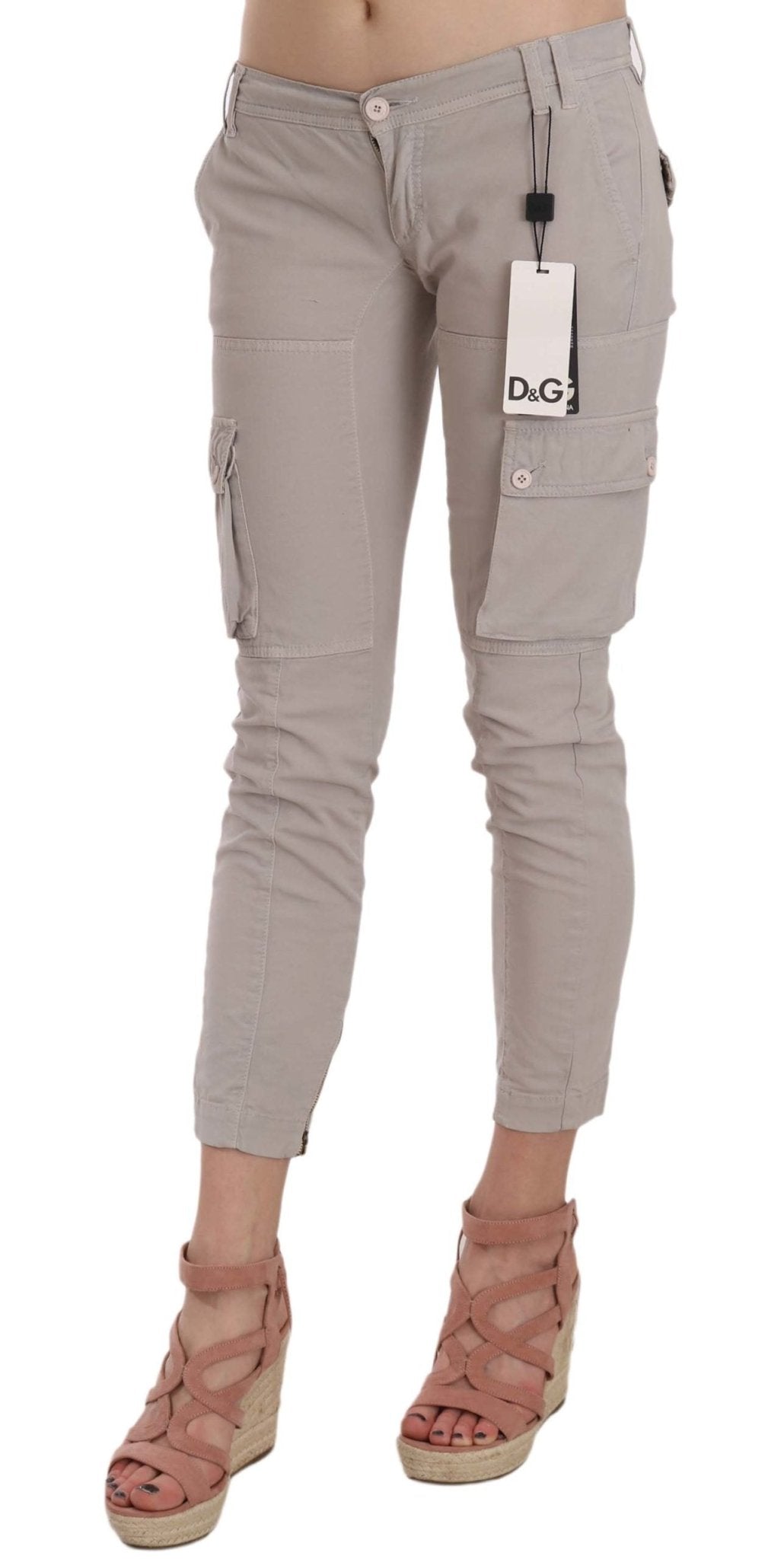 Dolce & Gabbana Chic Khaki Cotton Blend Trousers - Sandy Store ByNet