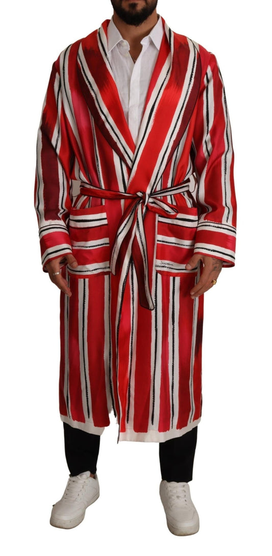 Dolce & Gabbana Chic Striped Silk Sleepwear Robe – IT46 | S par Dolce & Gabbana | Disponible sur Sandy Store ByNet