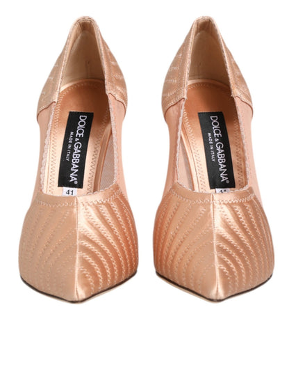Dolce & Gabbana Cipria Nude Satin Mesh Stiletto Pumps Shoes – EU38/US7.5 par Dolce & Gabbana | Disponible sur Sandy Store ByNet