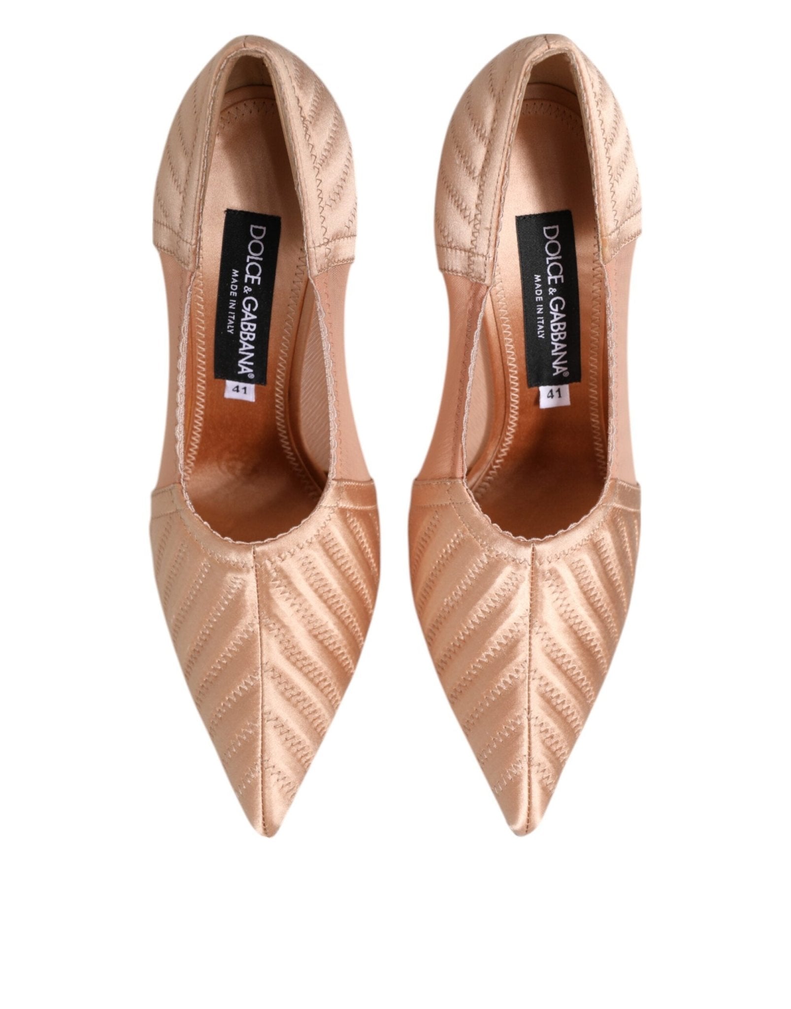 Dolce & Gabbana Cipria Nude Satin Mesh Stiletto Pumps Shoes – EU38/US7.5 par Dolce & Gabbana | Disponible sur Sandy Store ByNet