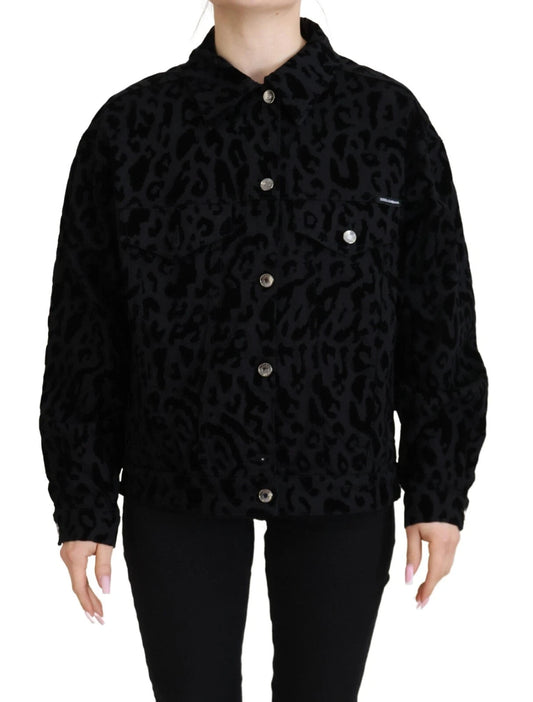 Dolce & Gabbana Cotton Black Leopard Long Sleeve Denim Jacket – IT40|S par Dolce & Gabbana | Disponible sur Sandy Store ByNet
