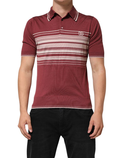 Dolce & Gabbana Cotton Burgundy Striped DG Logo Polo T-shirt – IT46 | S par Dolce & Gabbana | Disponible sur Sandy Store ByNet