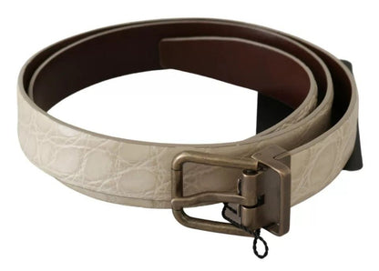 Dolce & Gabbana Cream Beige Gold Buckle Waist Leather Belt - Sandy Store ByNet