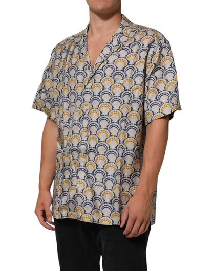 Dolce & Gabbana Cream Cotton Silk Hawaii Scallop Shell Print Shirt – IT43 | 2XL par Dolce & Gabbana | Disponible sur Sandy Store ByNet