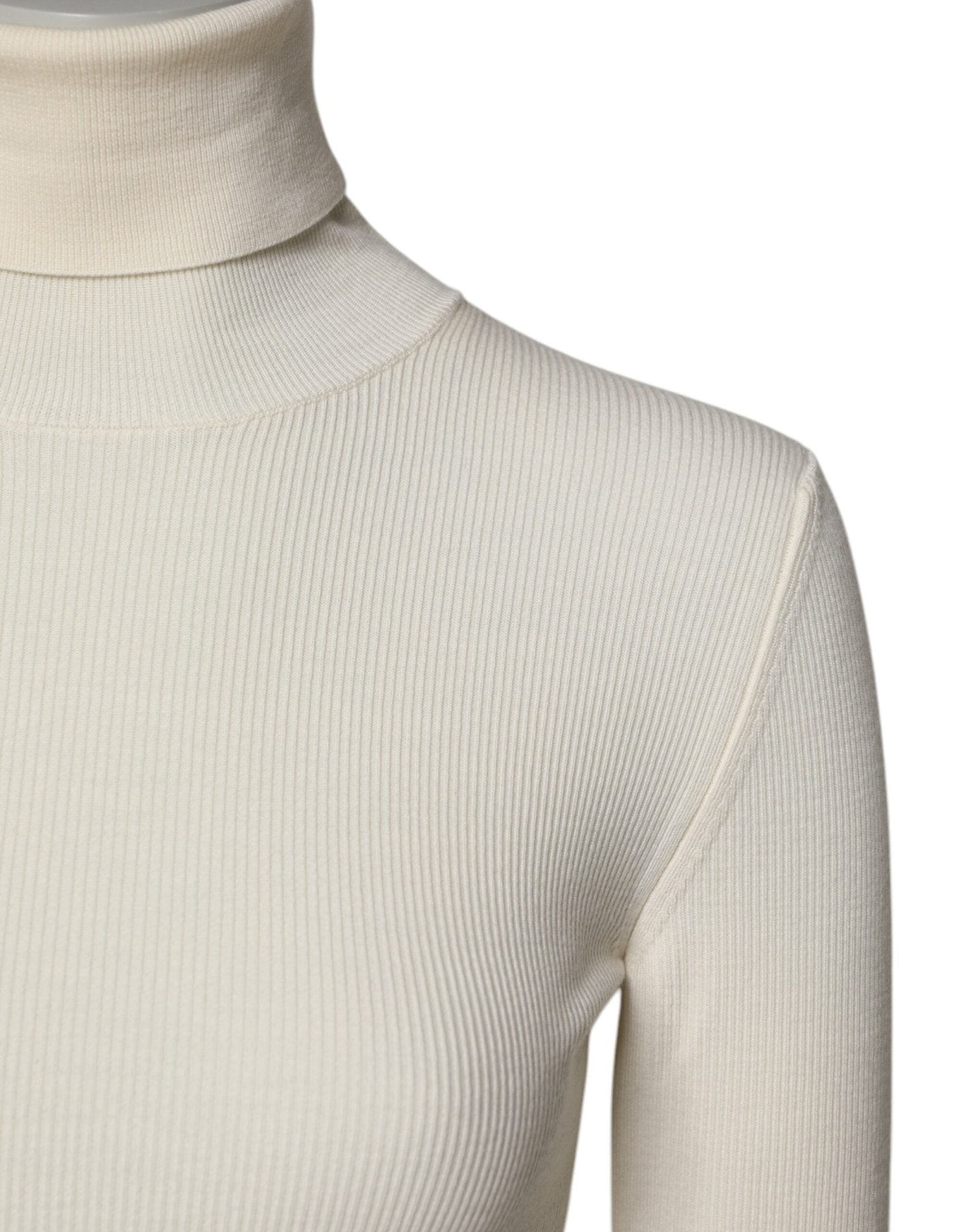 Dolce & Gabbana Cream Long Sleeves Turtleneck Slim Sweater - Sandy Store ByNet