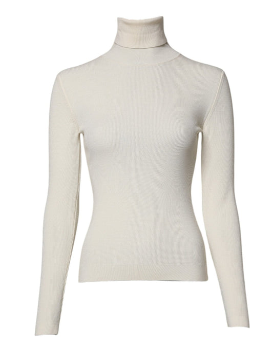 Dolce & Gabbana Cream Long Sleeves Turtleneck Slim Sweater - Sandy Store ByNet