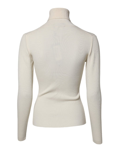 Dolce & Gabbana Cream Long Sleeves Turtleneck Slim Sweater - Sandy Store ByNet