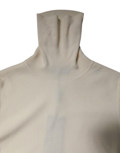 Dolce & Gabbana Cream Long Sleeves Turtleneck Slim Sweater - Sandy Store ByNet