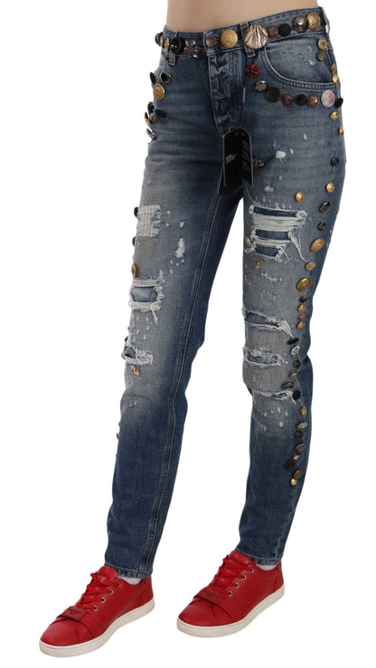 Dolce & Gabbana Crystal Embellished Luxury Denim Jeans - Sandy Store ByNet