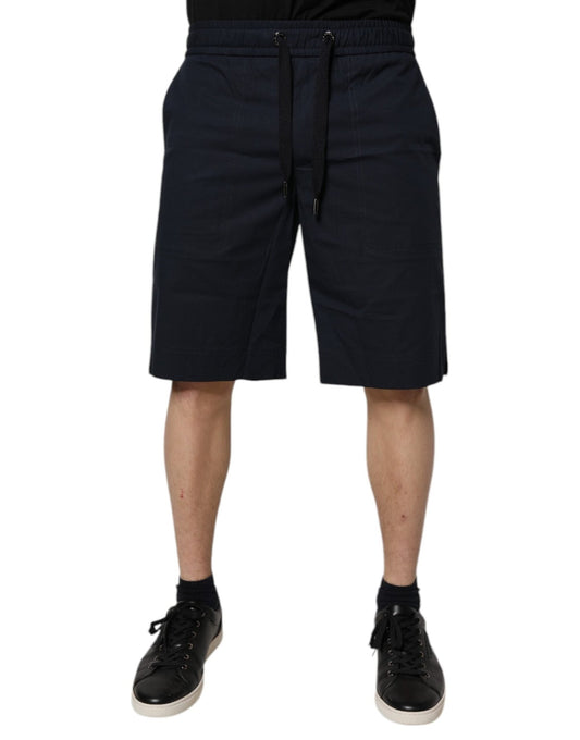 Dolce & Gabbana Dark Blue Cotton Bermuda Sweatshorts Shorts - Sandy Store ByNet