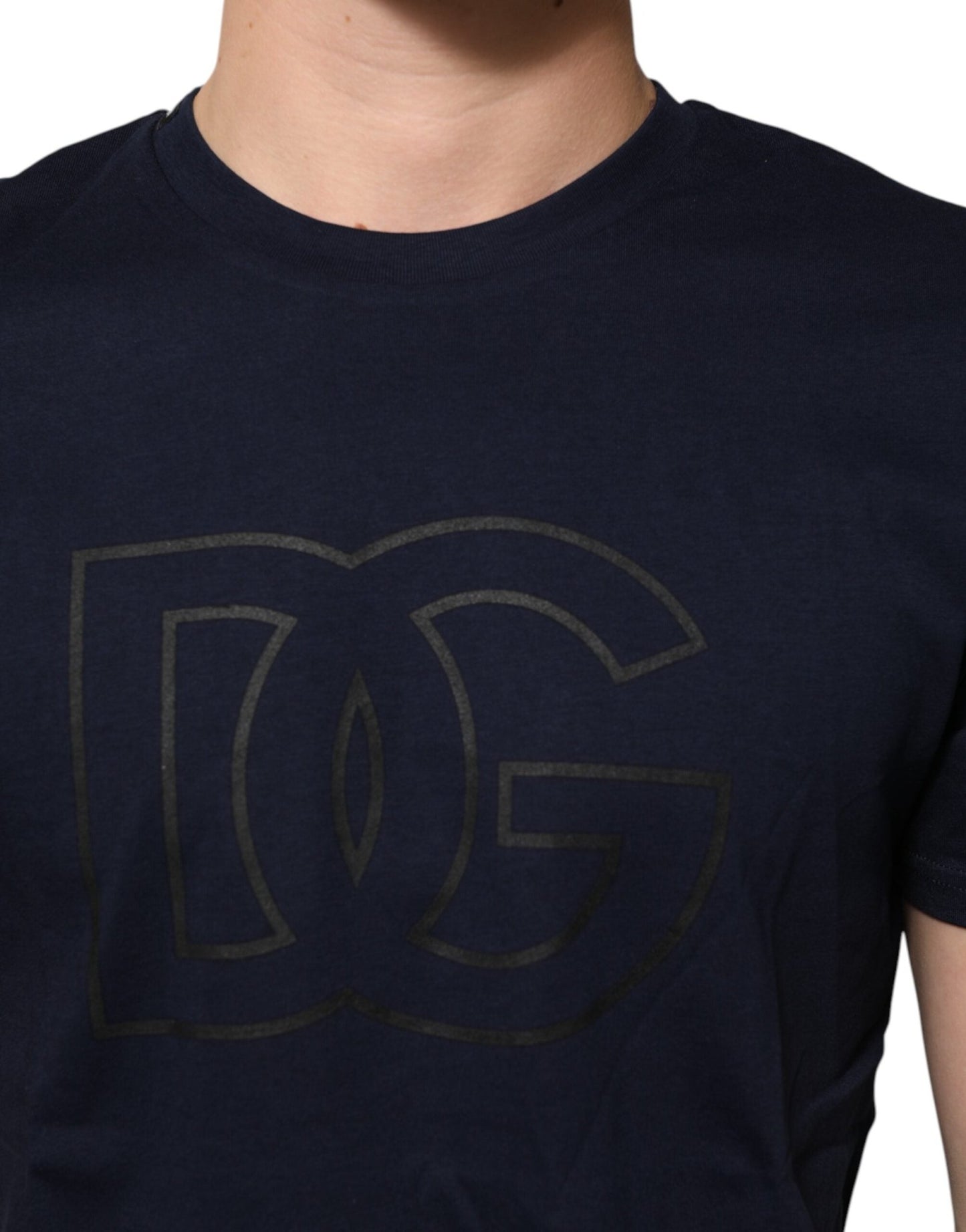 Dolce & Gabbana Dark Blue Cotton DG Logo Print Men’s Top T-shirt – M par Dolce & Gabbana | Disponible sur Sandy Store ByNet
