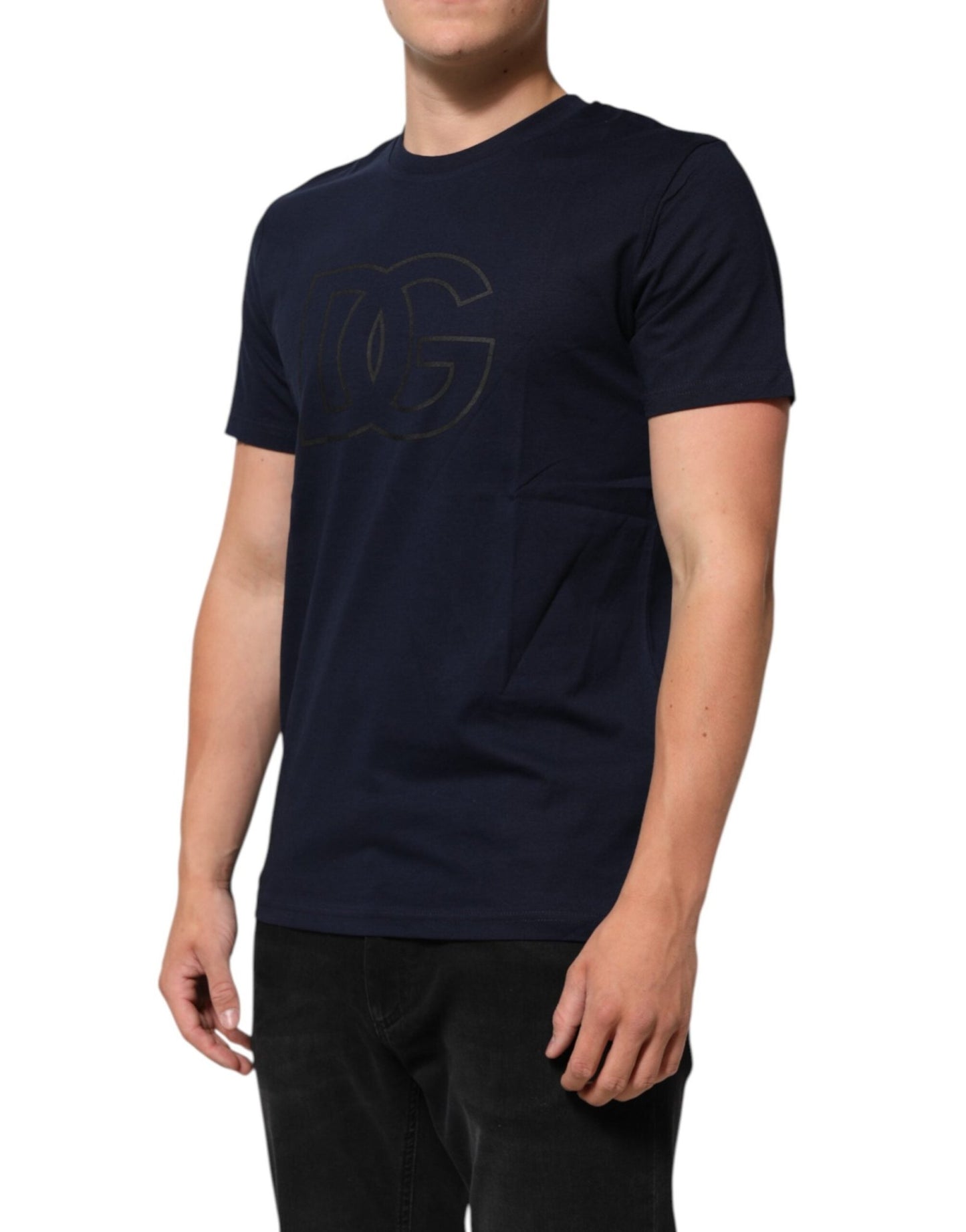 Dolce & Gabbana Dark Blue Cotton DG Logo Print Men’s Top T-shirt – M par Dolce & Gabbana | Disponible sur Sandy Store ByNet