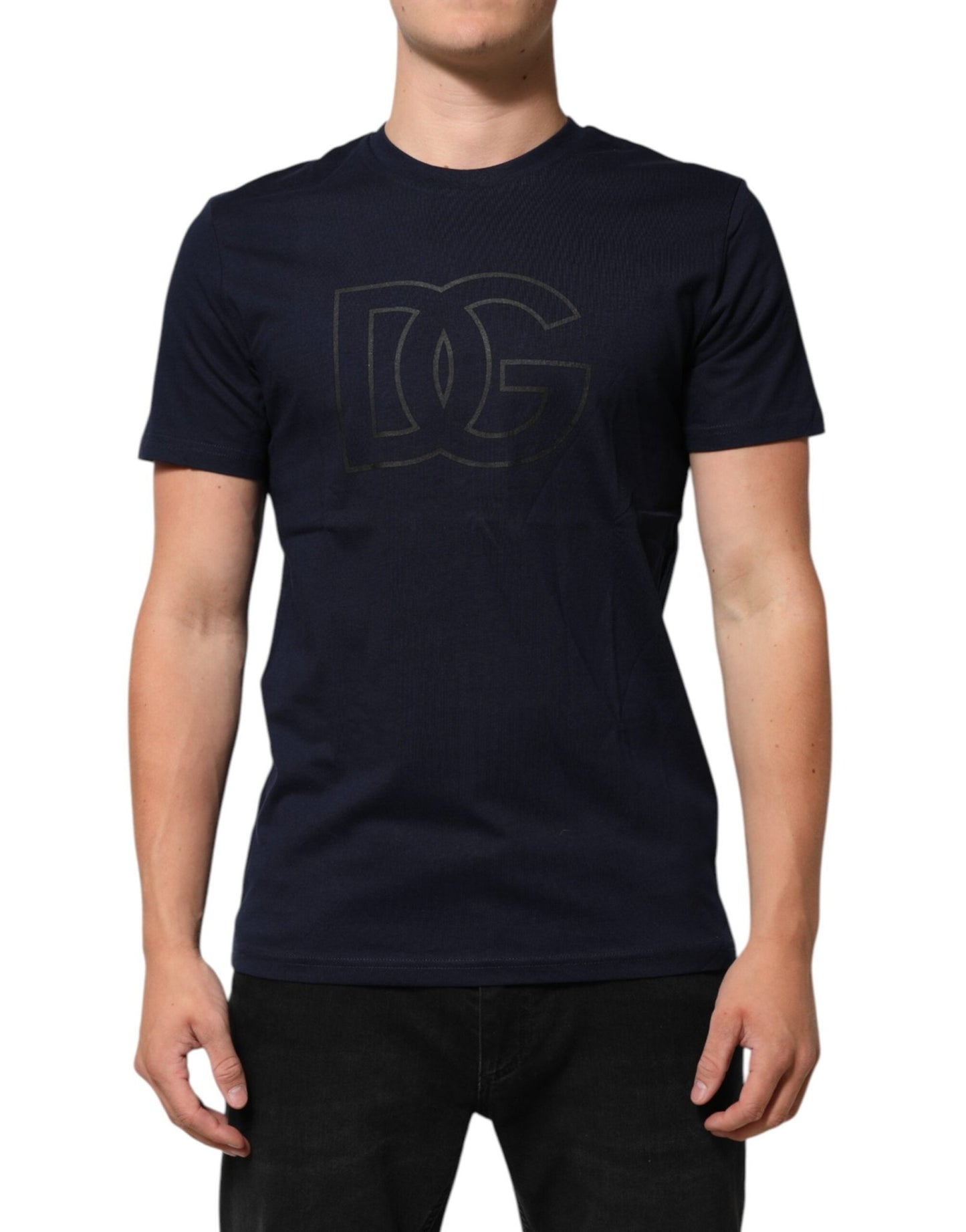 Dolce & Gabbana Dark Blue Cotton DG Logo Print Men’s Top T-shirt – M par Dolce & Gabbana | Disponible sur Sandy Store ByNet