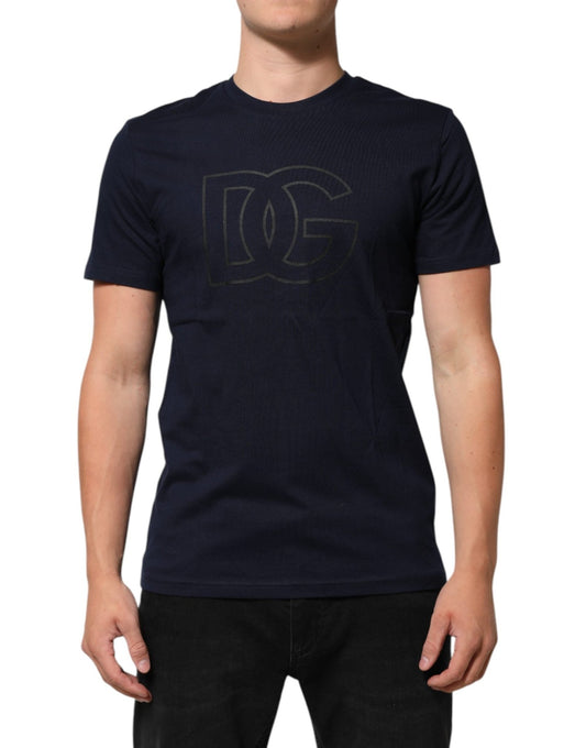 Dolce & Gabbana Dark Blue Cotton DG Logo Print Men’s Top T-shirt – M par Dolce & Gabbana | Disponible sur Sandy Store ByNet