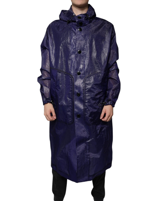 Dolce & Gabbana Dark Blue Cotton Hooded Men Raincoat Jacket – IT54 | XL par Dolce & Gabbana | Disponible sur Sandy Store ByNet