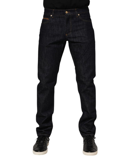 Dolce & Gabbana Dark Blue Cotton Logo Plaque Men Denim Jeans – IT48 | M par Dolce & Gabbana | Disponible sur Sandy Store ByNet