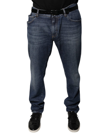 Dolce & Gabbana Dark Blue Cotton Logo Skinny Denim Jeans – IT58 | XXL par Dolce & Gabbana | Disponible sur Sandy Store ByNet