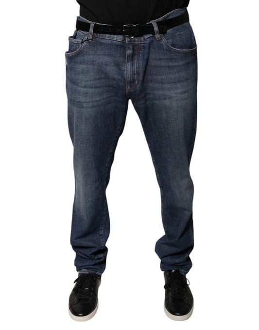 Dolce & Gabbana Dark Blue Cotton Logo Skinny Denim Jeans – IT58 | XXL par Dolce & Gabbana | Disponible sur Sandy Store ByNet