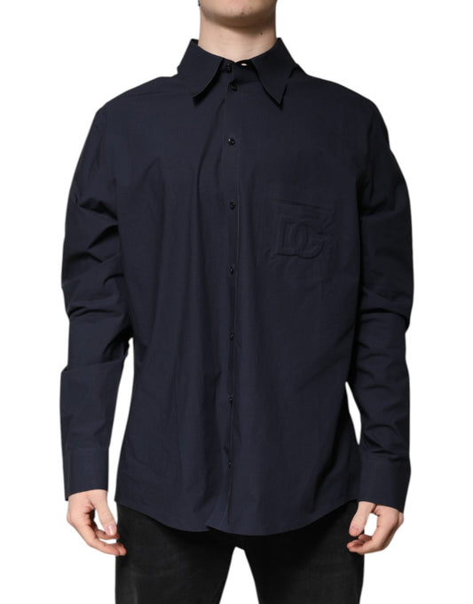 Dolce & Gabbana Dark Blue Cotton Long Sleeve Shirt – IT45 | 3XL par Dolce & Gabbana | Disponible sur Sandy Store ByNet