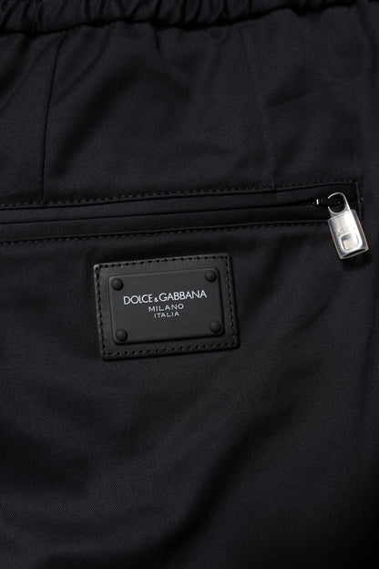 Dolce & Gabbana Dark Blue Cotton Men Jogger Sweatpants Pants - Sandy Store ByNet