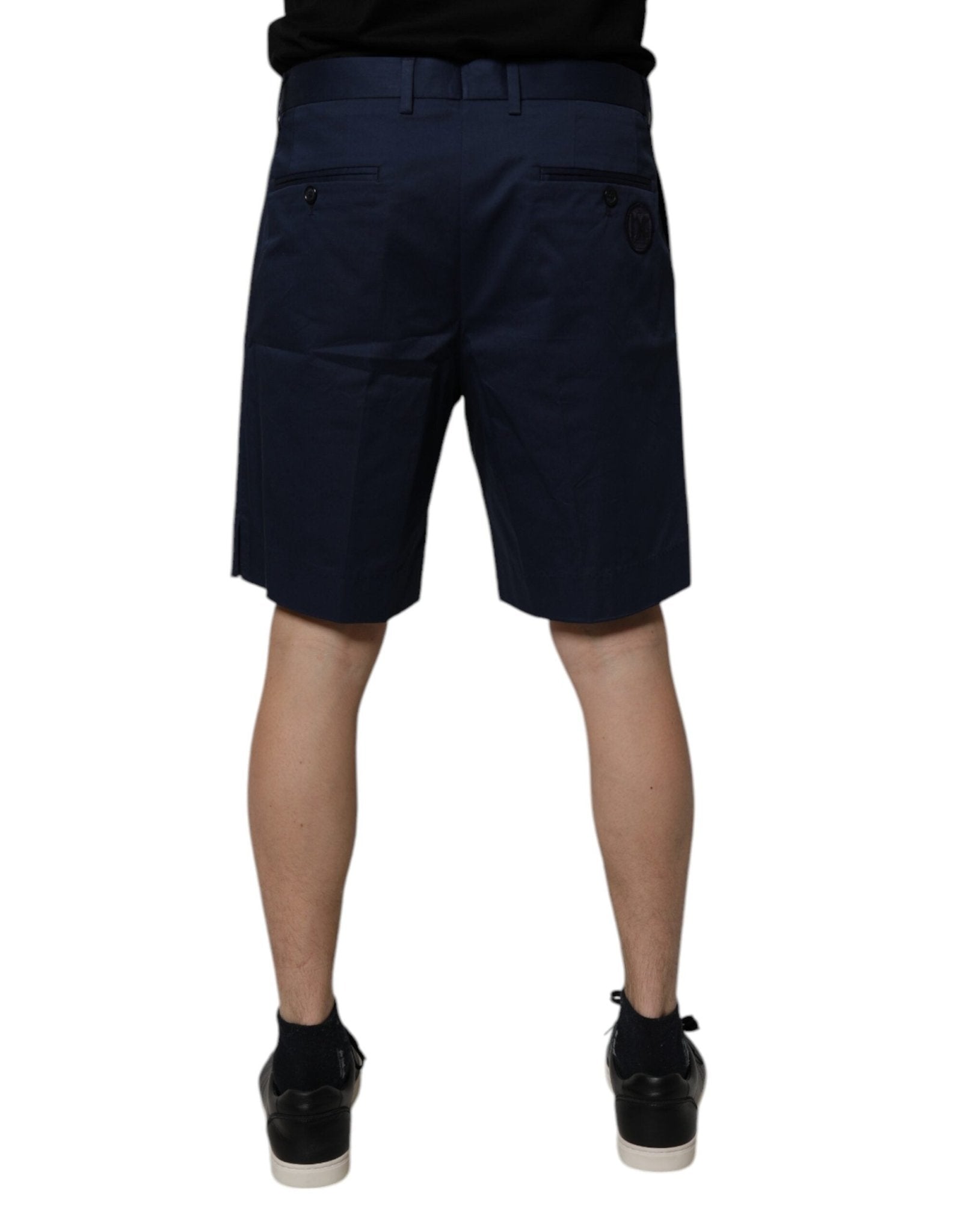Dolce & Gabbana Dark Blue Cotton Mid Waist Men Bermuda Shorts - Sandy Store ByNet