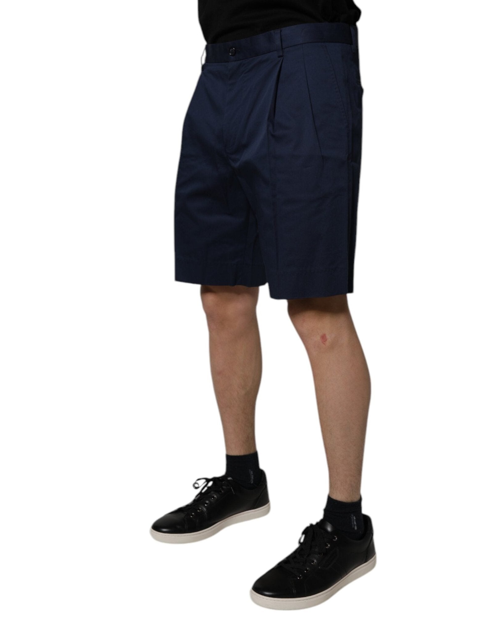 Dolce & Gabbana Dark Blue Cotton Mid Waist Men Bermuda Shorts - Sandy Store ByNet