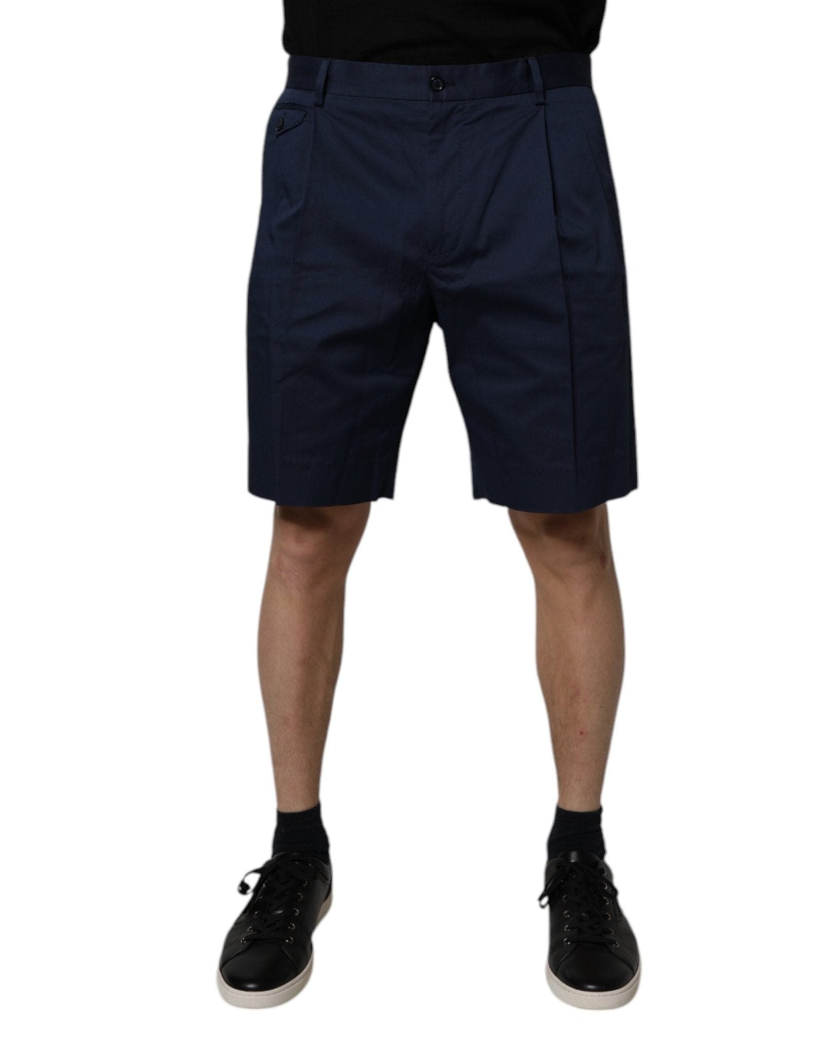 Dolce & Gabbana Dark Blue Cotton Mid Waist Men Bermuda Shorts - Sandy Store ByNet
