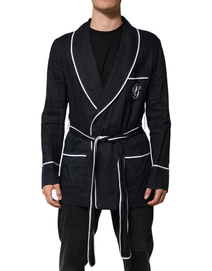 Dolce & Gabbana Dark Blue DG Embroidery Jacket Robe Blazer – IT56 | XXL par Dolce & Gabbana | Disponible sur Sandy Store ByNet