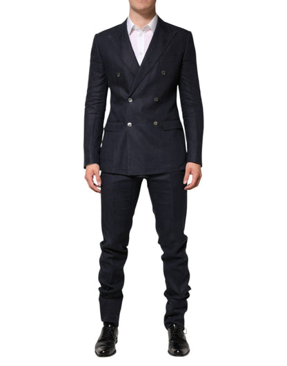 Dolce & Gabbana Dark Blue Double Breasted 2 Piece Suit – IT48 | M par Dolce & Gabbana | Disponible sur Sandy Store ByNet