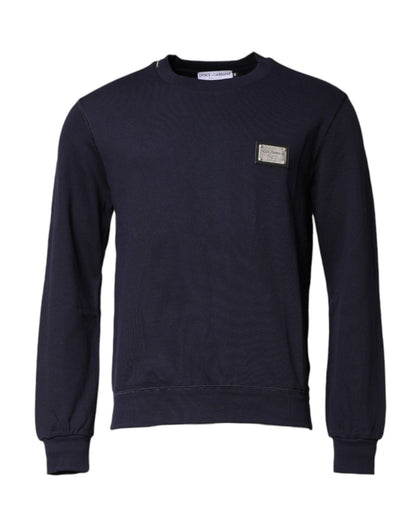 Dolce & Gabbana Dark Blue Logo Crew Neck Pullover Sweater – IT48 | M par Dolce & Gabbana | Disponible sur Sandy Store ByNet