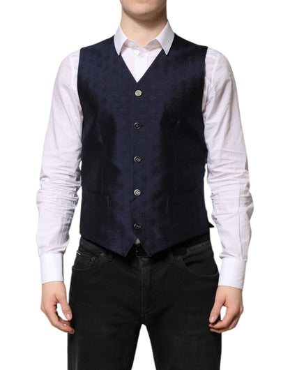 Dolce & Gabbana Dark Blue Logo Wool Formal Men Waistcoat Vest – IT48 | M par Dolce & Gabbana | Disponible sur Sandy Store ByNet