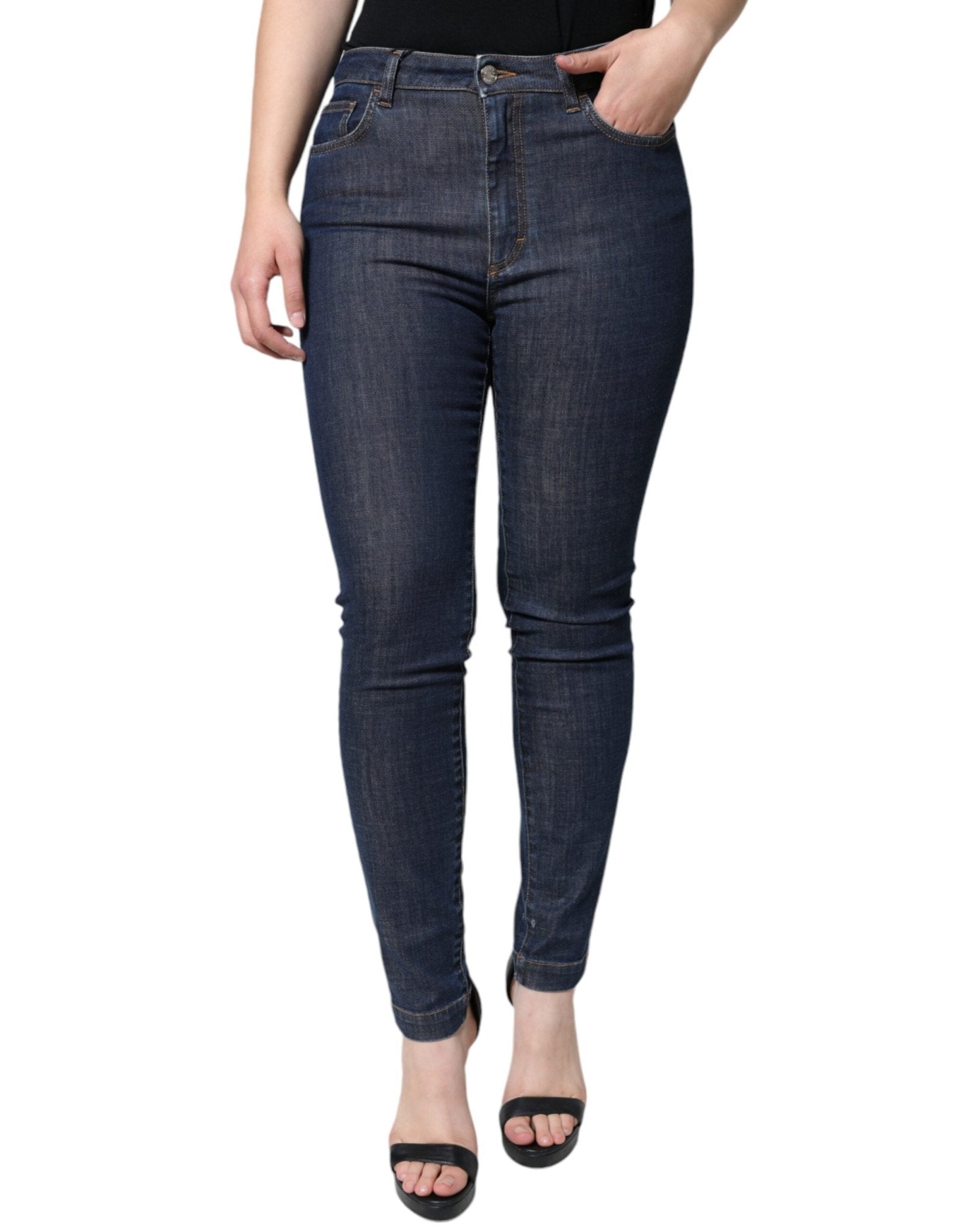 Dolce & Gabbana Dark Blue QUEEN Cotton Skinny Denim Jeans – IT42|M par Dolce & Gabbana | Disponible sur Sandy Store ByNet