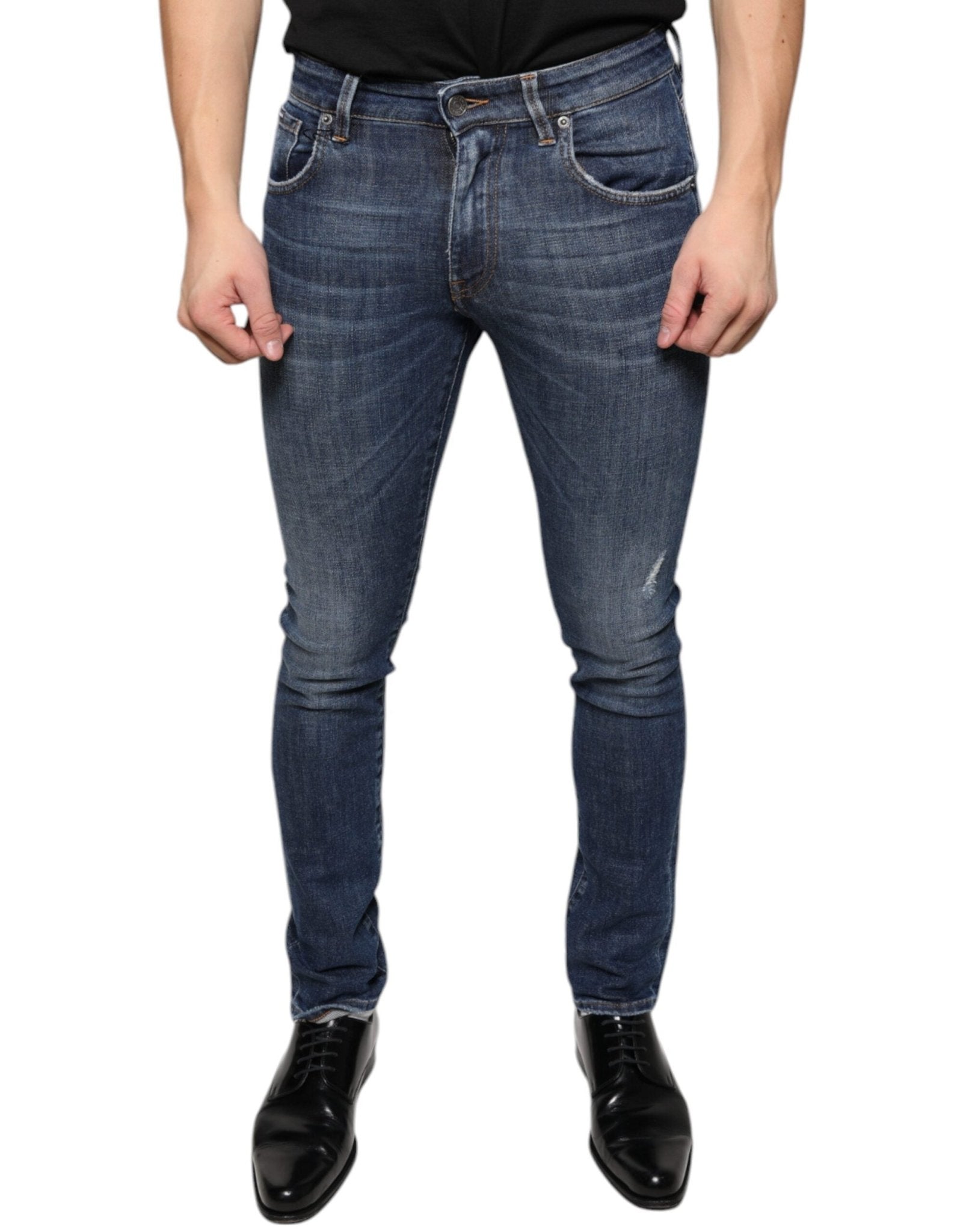 Dolce & Gabbana Dark Blue Washed Cotton Skinny Denim Jeans – IT44 | XS par Dolce & Gabbana | Disponible sur Sandy Store ByNet