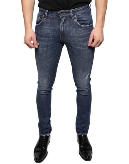 Dolce & Gabbana Dark Blue Washed Cotton Skinny Denim Jeans – IT44 | XS par Dolce & Gabbana | Disponible sur Sandy Store ByNet