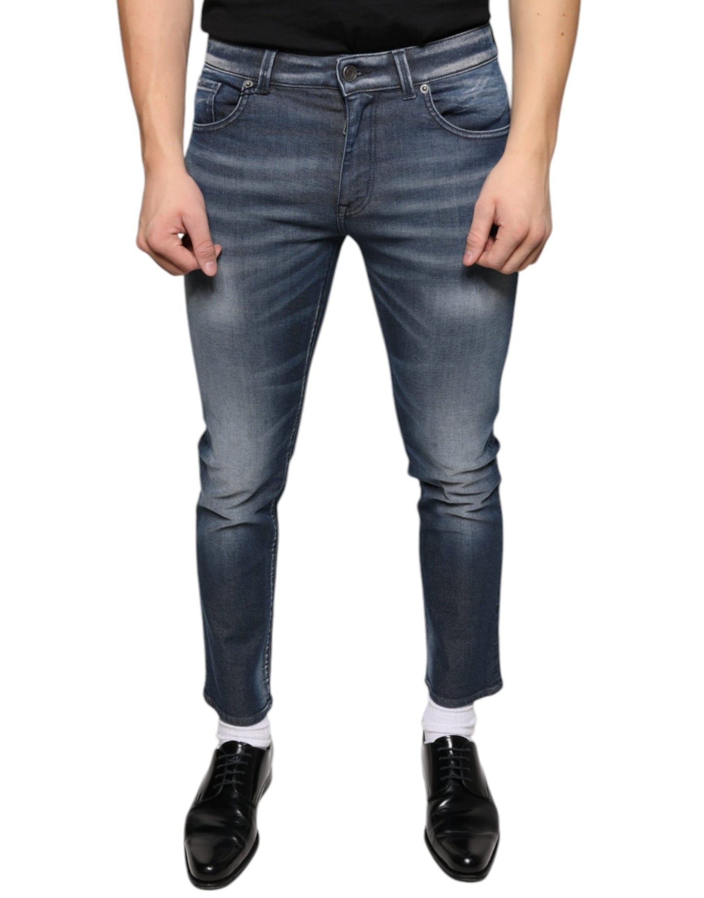 Dolce & Gabbana Dark Blue Washed Cotton Skinny Denim Jeans – IT44 | XS par Dolce & Gabbana | Disponible sur Sandy Store ByNet