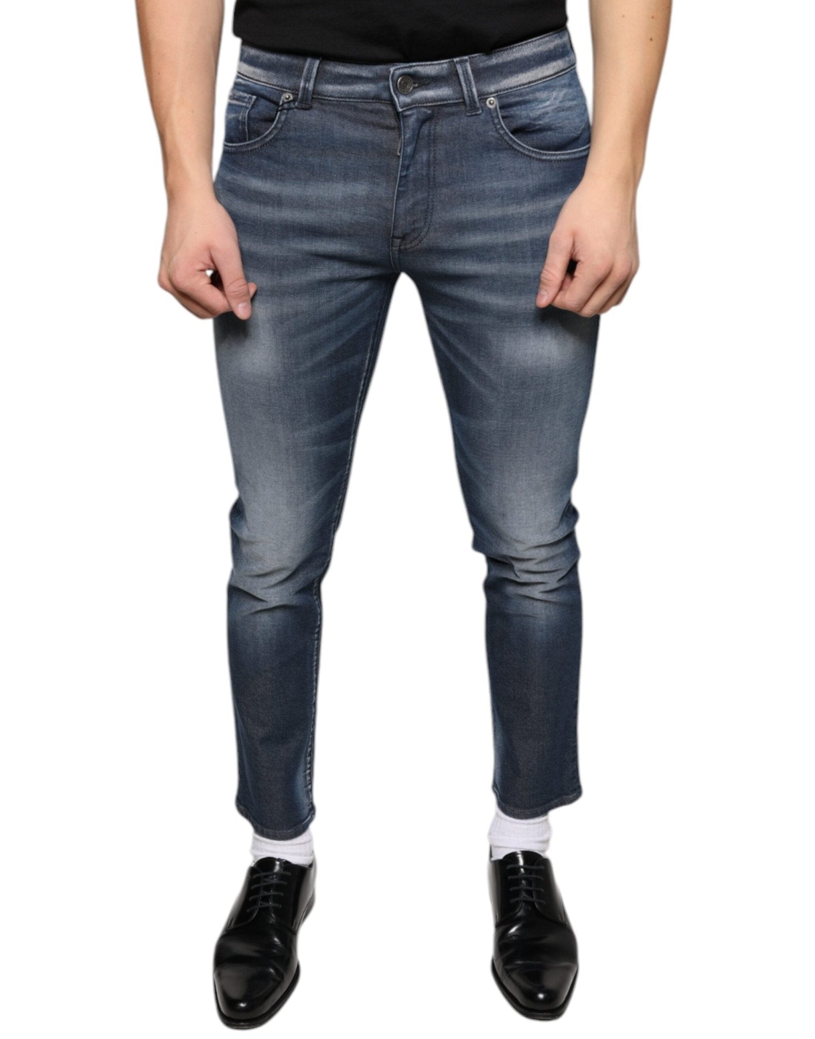 Dolce & Gabbana Dark Blue Washed Cotton Skinny Denim Jeans – IT44 | XS par Dolce & Gabbana | Disponible sur Sandy Store ByNet