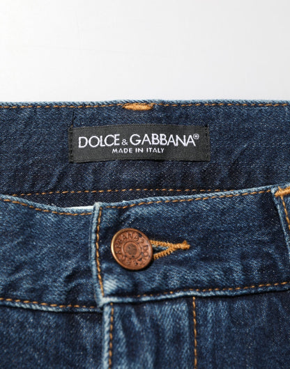Dolce & Gabbana Dark Blue Washed Cotton Skinny Men Denim Jeans – IT48 | M par Dolce & Gabbana | Disponible sur Sandy Store ByNet