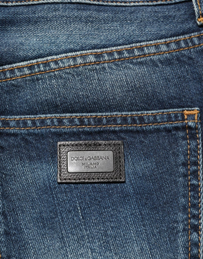 Dolce & Gabbana Dark Blue Washed Cotton Skinny Men Denim Jeans – IT48 | M par Dolce & Gabbana | Disponible sur Sandy Store ByNet