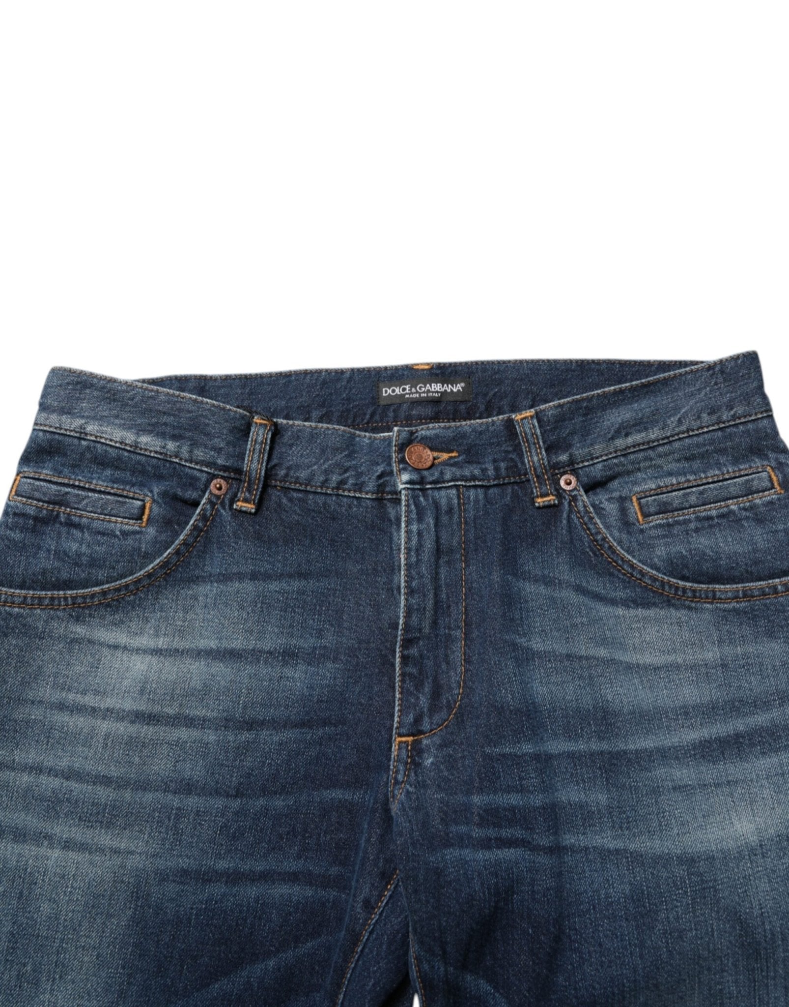 Dolce & Gabbana Dark Blue Washed Cotton Skinny Men Denim Jeans – IT48 | M par Dolce & Gabbana | Disponible sur Sandy Store ByNet