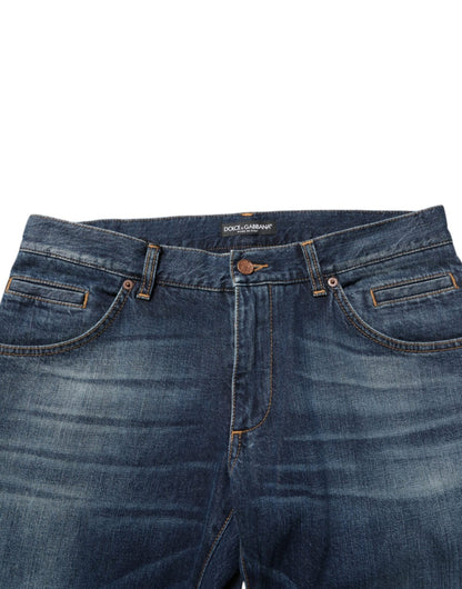 Dolce & Gabbana Dark Blue Washed Cotton Skinny Men Denim Jeans – IT48 | M par Dolce & Gabbana | Disponible sur Sandy Store ByNet