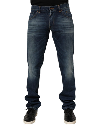 Dolce & Gabbana Dark Blue Washed Cotton Skinny Men Denim Jeans – IT48 | M par Dolce & Gabbana | Disponible sur Sandy Store ByNet