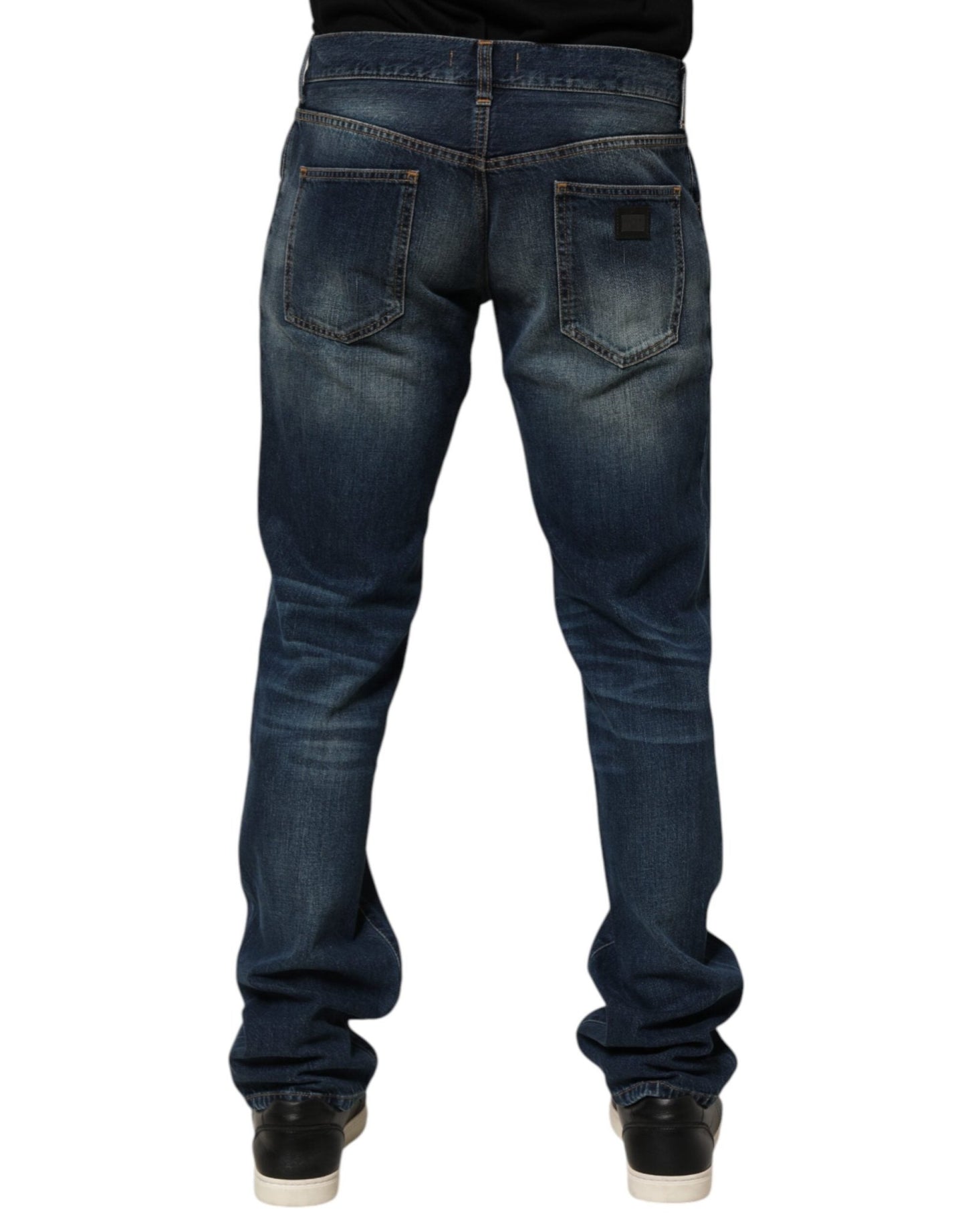 Dolce & Gabbana Dark Blue Washed Cotton Skinny Men Denim Jeans – IT48 | M par Dolce & Gabbana | Disponible sur Sandy Store ByNet