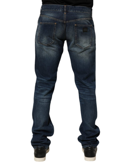 Dolce & Gabbana Dark Blue Washed Cotton Skinny Men Denim Jeans – IT48 | M par Dolce & Gabbana | Disponible sur Sandy Store ByNet