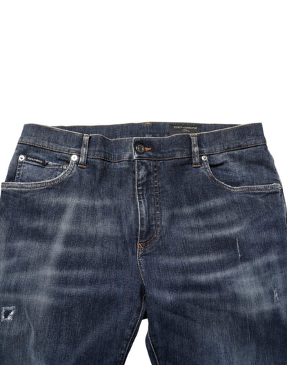 Dolce & Gabbana Dark Blue Washed Running Ripped Denim Jeans – IT58 | XXL par Dolce & Gabbana | Disponible sur Sandy Store ByNet