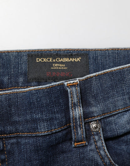 Dolce & Gabbana Dark Blue Washed Running Ripped Denim Jeans – IT58 | XXL par Dolce & Gabbana | Disponible sur Sandy Store ByNet