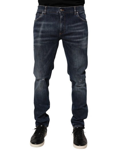 Dolce & Gabbana Dark Blue Washed Running Ripped Denim Jeans – IT58 | XXL par Dolce & Gabbana | Disponible sur Sandy Store ByNet