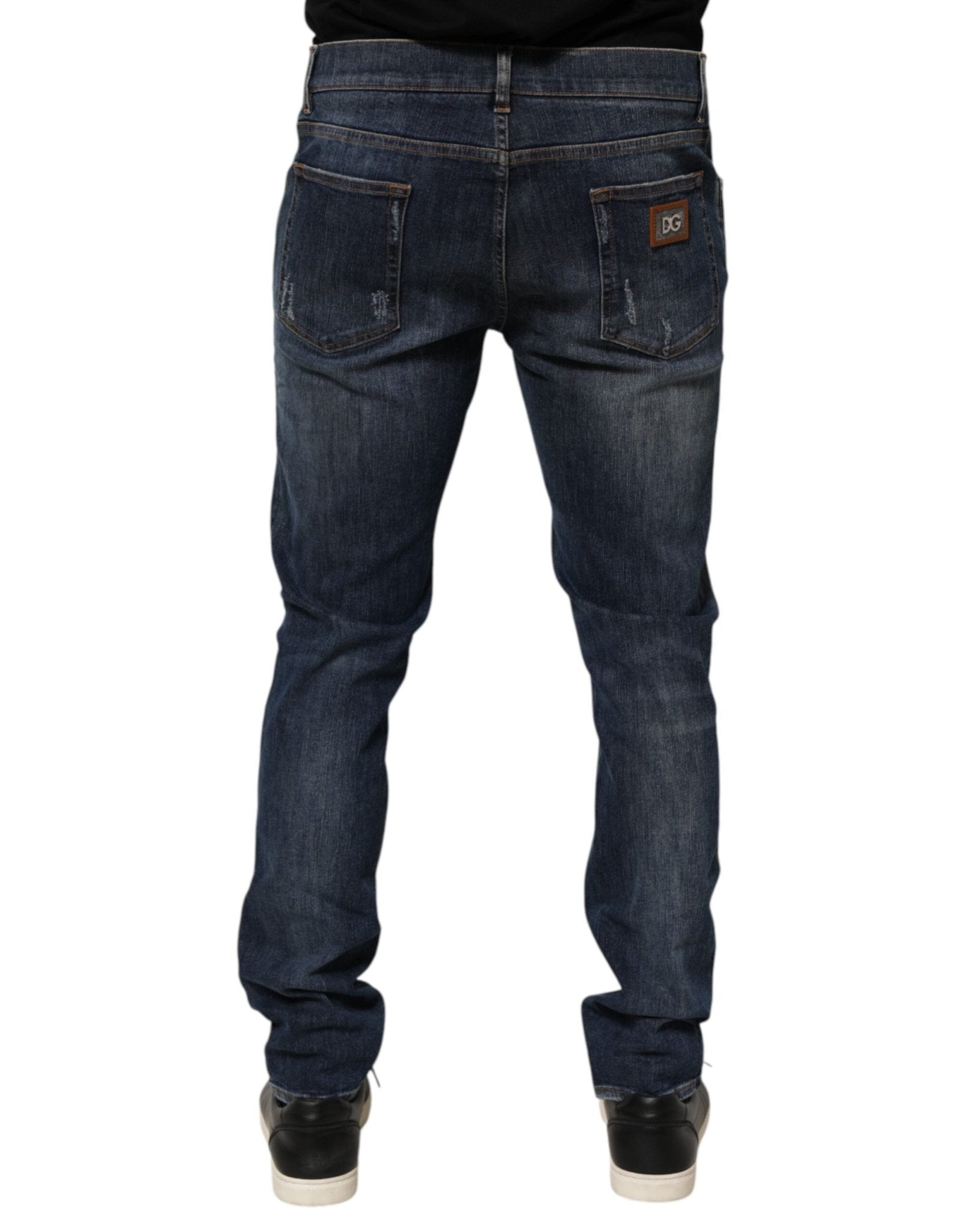 Dolce & Gabbana Dark Blue Washed Running Ripped Denim Jeans – IT58 | XXL par Dolce & Gabbana | Disponible sur Sandy Store ByNet