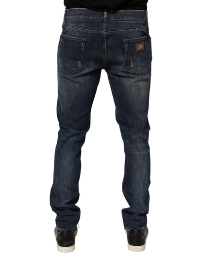 Dolce & Gabbana Dark Blue Washed Running Ripped Denim Jeans – IT58 | XXL par Dolce & Gabbana | Disponible sur Sandy Store ByNet