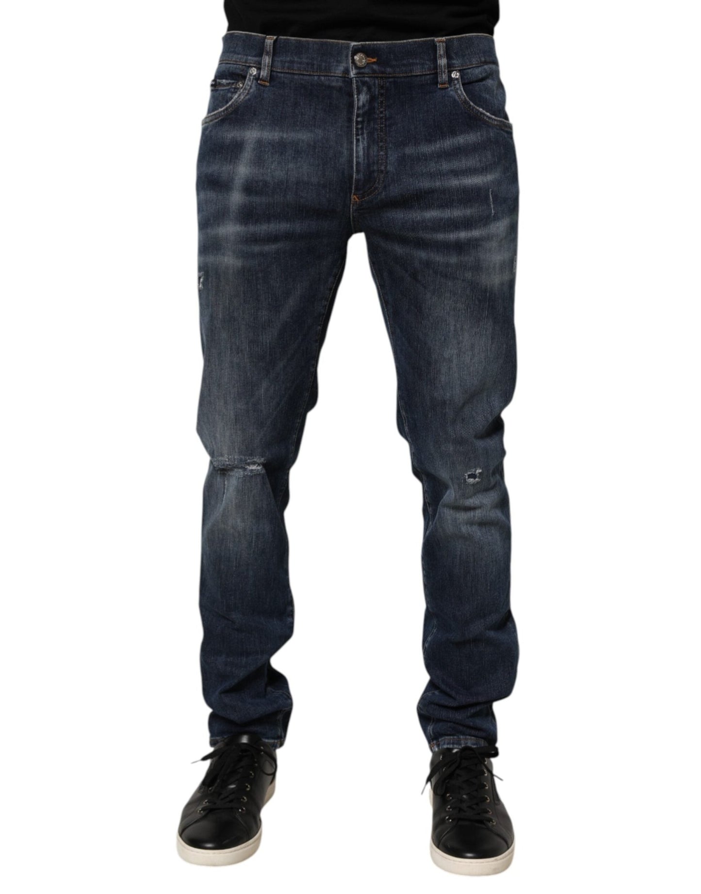 Dolce & Gabbana Dark Blue Washed Running Ripped Denim Jeans – IT58 | XXL par Dolce & Gabbana | Disponible sur Sandy Store ByNet